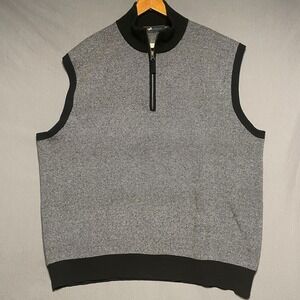 Lux Cashmere Men's 100% Cashmere Houndstooth Quarter Zip Vest Size XXL